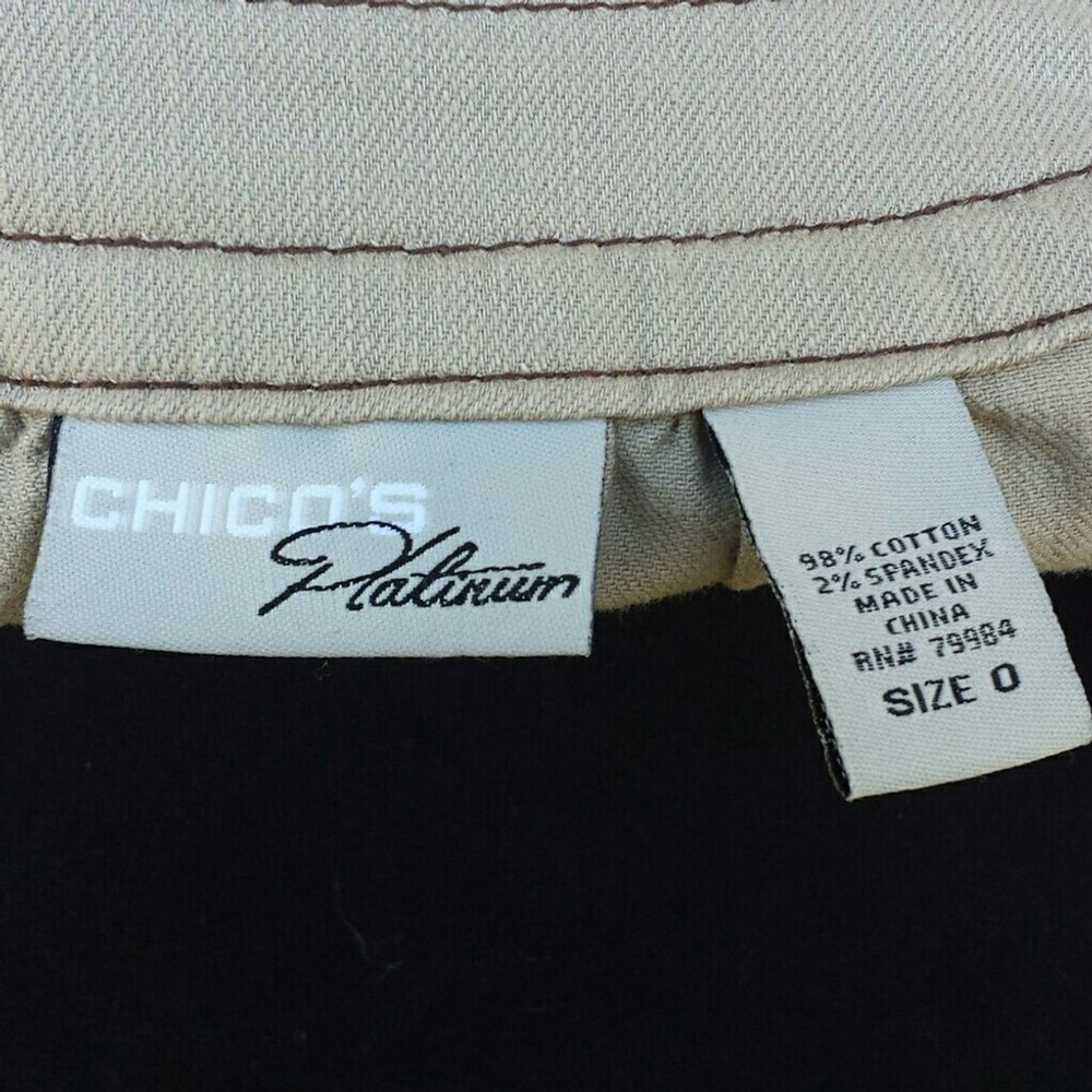 90s Vintage Chico's Platinum Khaki Button Up Cropped Lightweight Utility Jacket - Picture 7 of 8